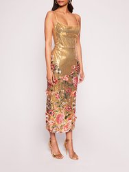 Shimmer Midi Dress - Gold Multi - Gold Multi