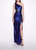 Side Cut-Out Foiled Gown - Sapphire