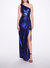 Side Cut-Out Foiled Gown - Sapphire