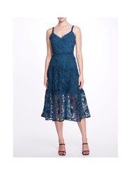 Sleeveless 3D Guipure Lace Midi Dress - Peak