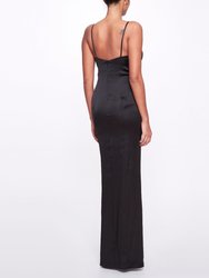 Sleeveless Beaded Stretch Charmeuse Column Gown