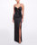 Sleeveless Beaded Stretch Charmeuse Column Gown - Black