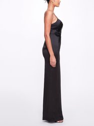 Sleeveless Beaded Stretch Charmeuse Column Gown