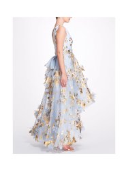 Sleeveless Organza Hi-Lo Gown