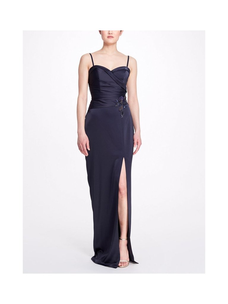 Sleeveless Sweetheart Neckline Gown - Navy