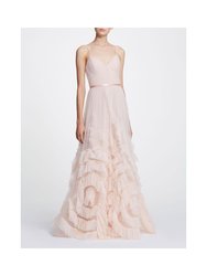 Sleeveless Textured Tulle Gown - Blush