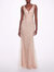 Sleeveless V-neck Glitter Gown - Nude