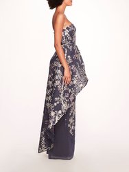 Strapless Gilded Gown - Navy