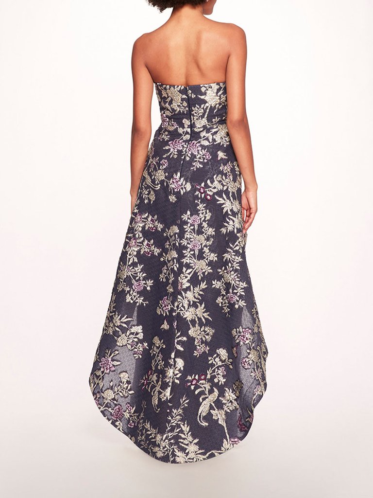 Strapless Gilded Gown - Navy
