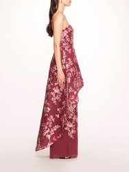 Strapless Gilded Gown - Wine