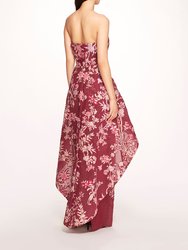 Strapless Gilded Gown - Wine