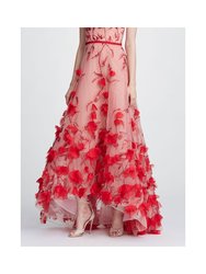 Strapless Hi-lo Embroidered Gown