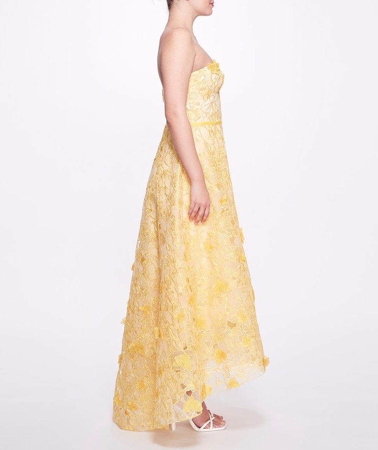 Strapless Organza Gown - Lemon