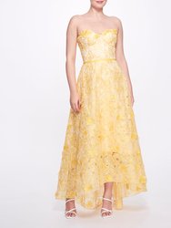 Strapless Organza Gown - Lemon - Lemon