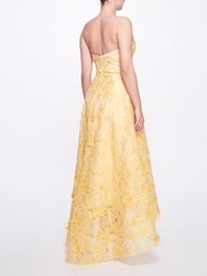 Strapless Organza Gown - Lemon