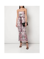 Strapless Sequin Embellished Tea-Length Dress - Lilac