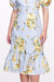Sweetheart Neckline Floral Print Fitted Midi Dress - Dusty Blue