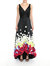 Taffeta 3D Floral Degrade Gown - Black