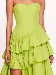 Taffeta Tiered Midi Dress - Spring Green