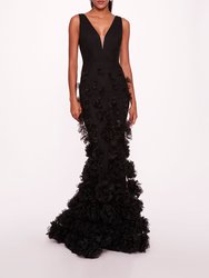 Tulle Rosette Gown - Black