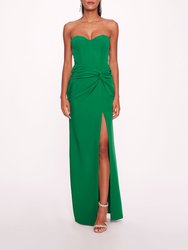Twist Crepe Column Gown - Emerald