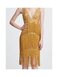 V-Neck Fringe Cocktail Dress