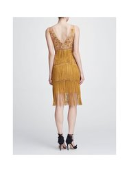 V-Neck Fringe Cocktail Dress