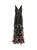 V-Neck Sleeveless 3D Floral Embroidered Gown - Black