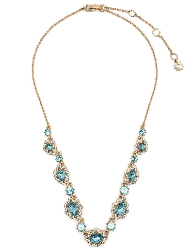 Pear Stone Embellished Charm Necklace - Turquoise