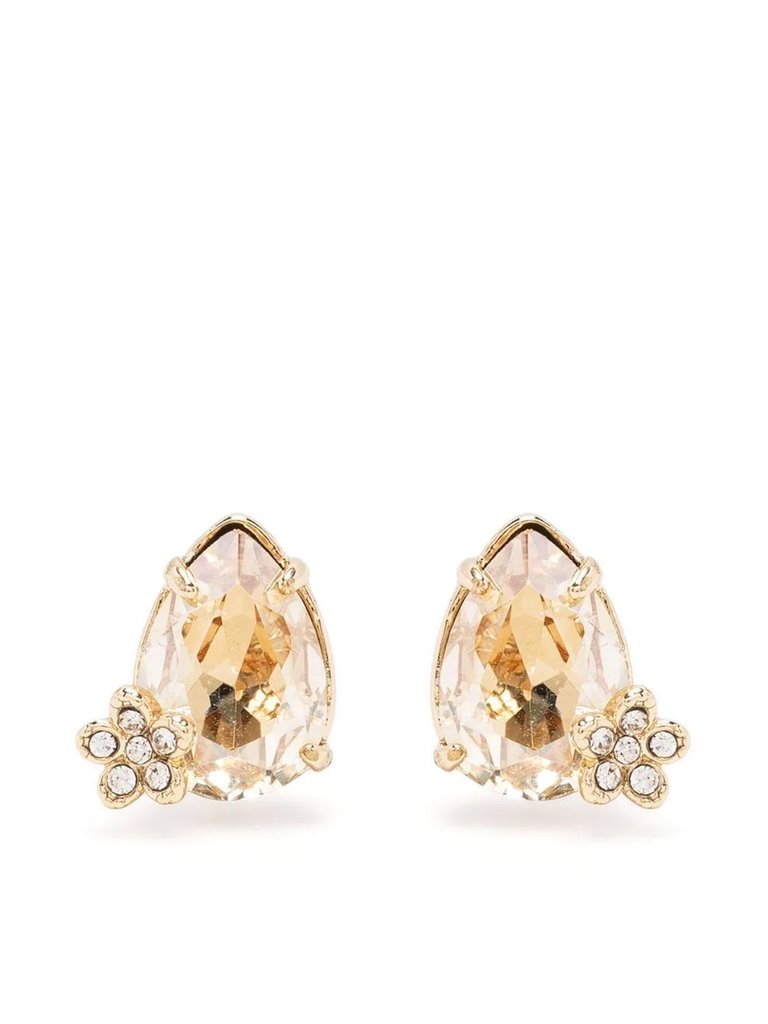 Pear Stone Stud Earrings - Gold