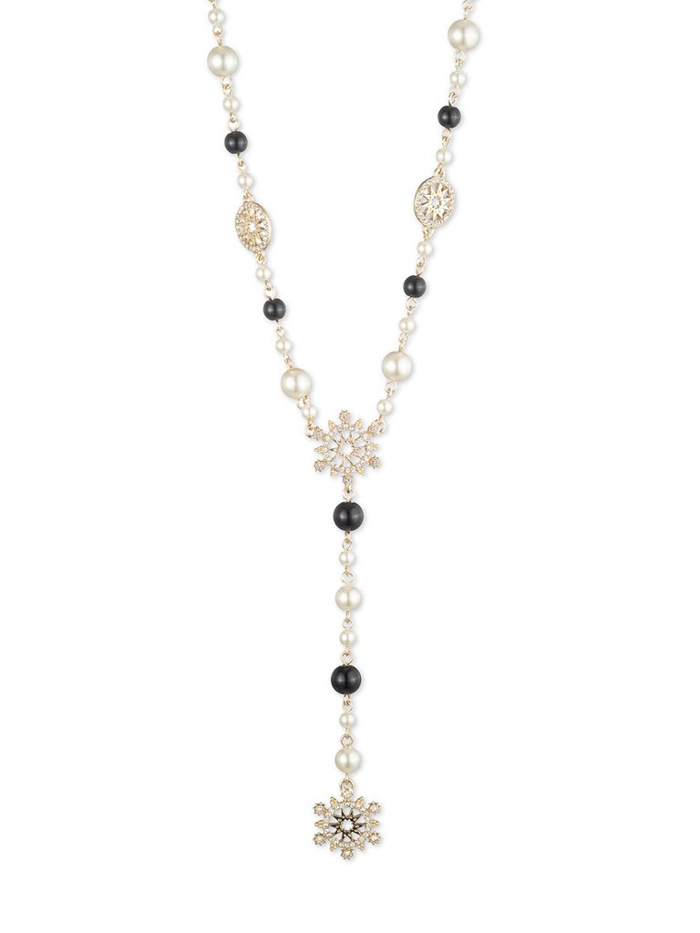 Pearl Y Necklace - Black