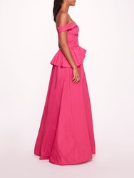 Peplum Taffeta Gown - Pink