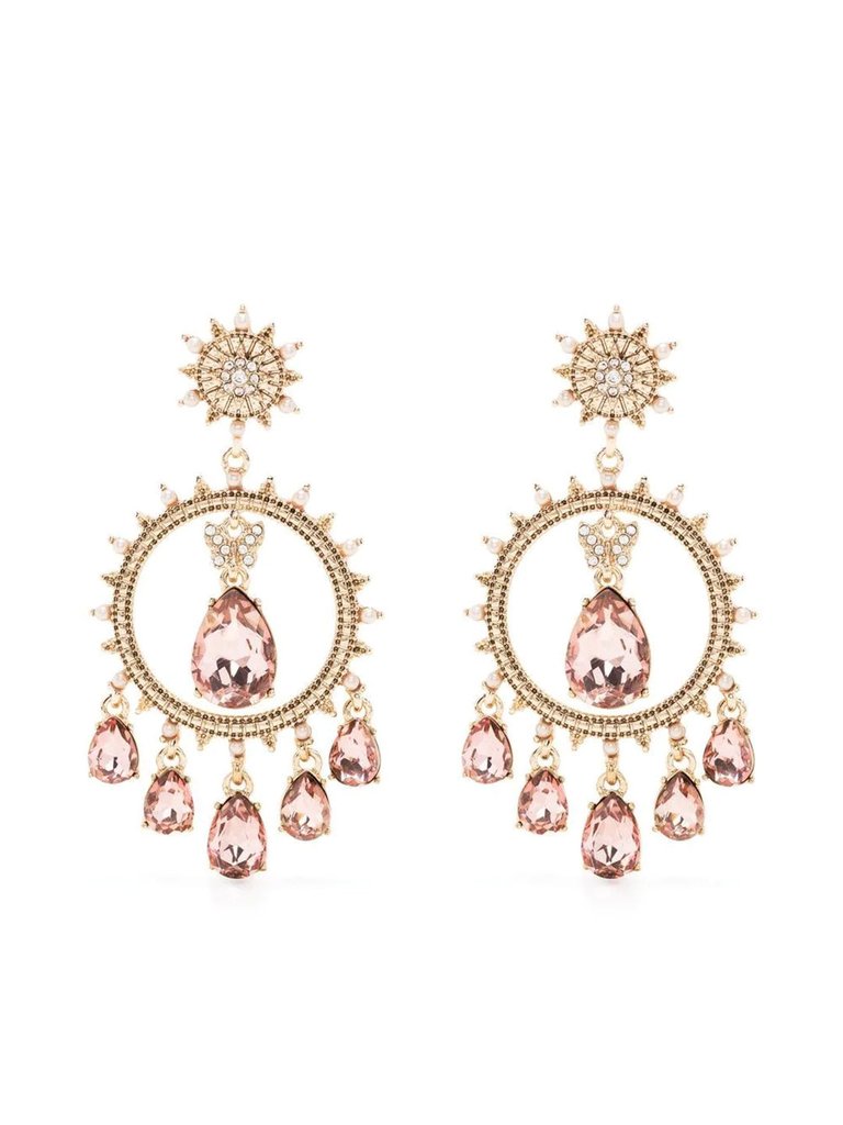 Pink Orbital Chandelier Earring - Gold