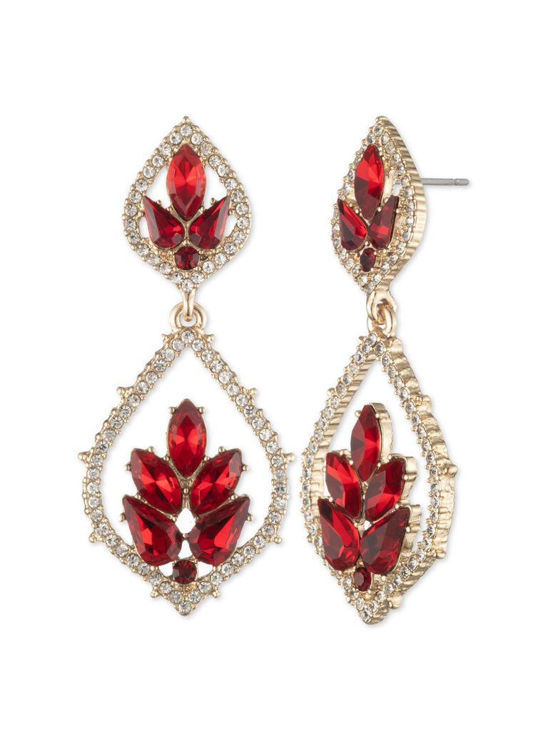 Poised Large Drop Earring - Red