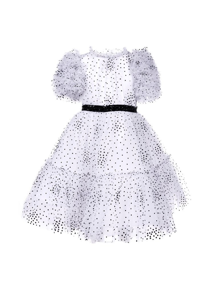 Polka Dot Tulle Dress - White