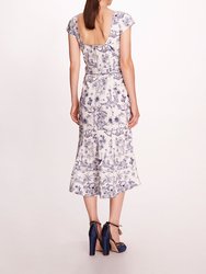 Daylily Dress - Ivory/Navy