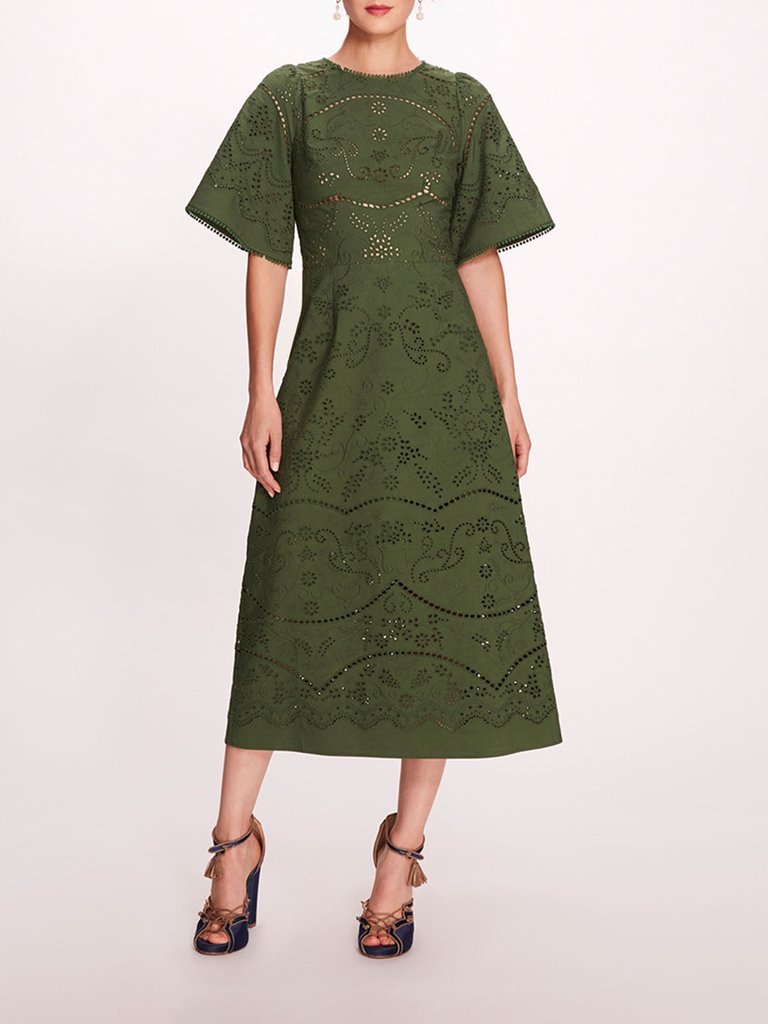 Dhalia Midi Dress - Green - Green