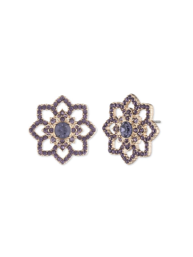 Tanzanite Lace Floral Button Earring - Tanzanite
