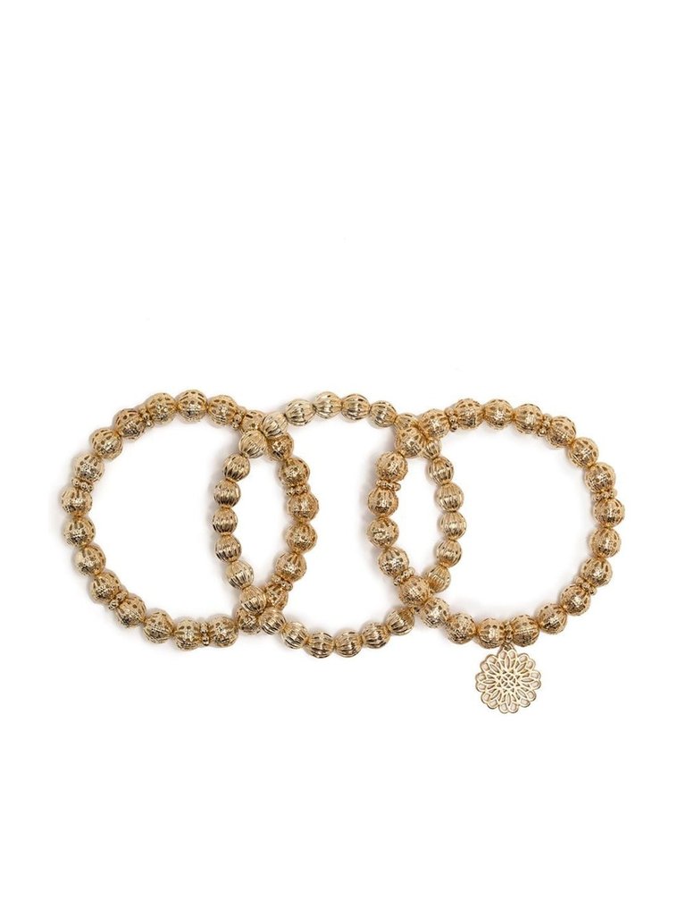 Whirl Around 3-Piece Filigree Stretch Bracelet - Gold