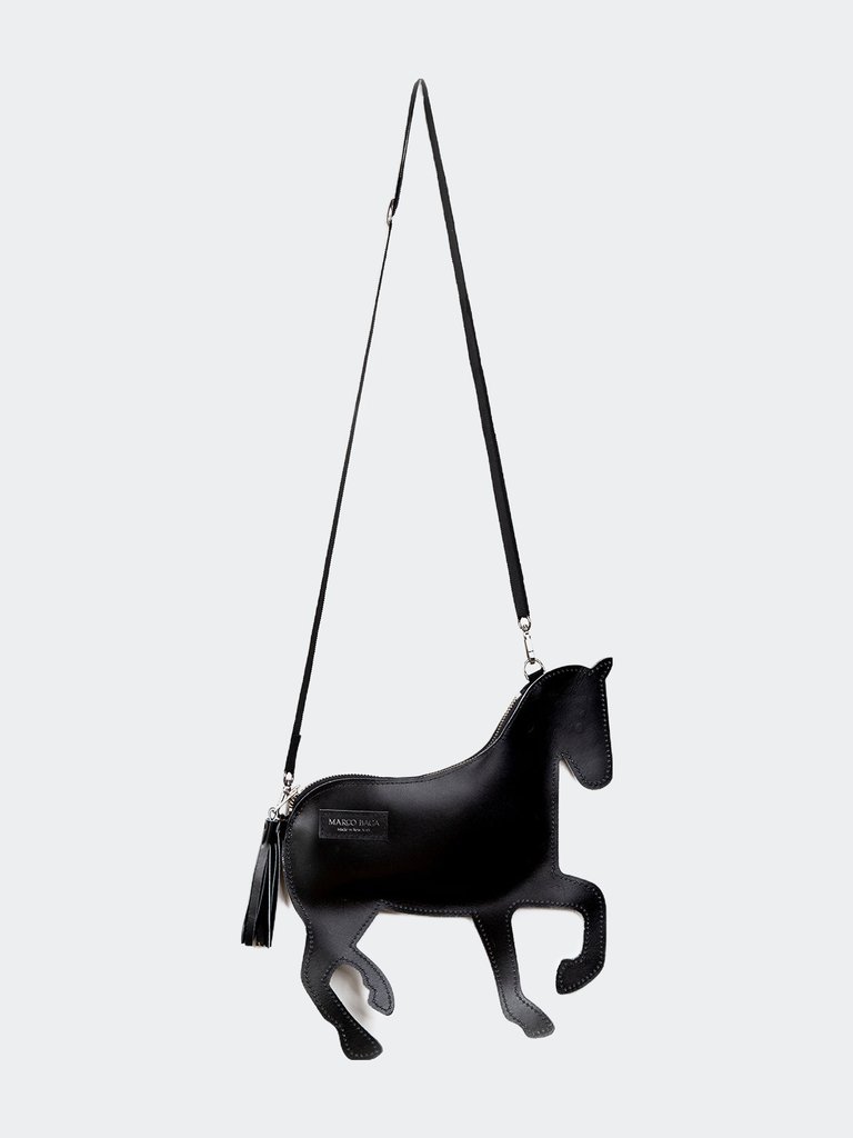 Horsie Crossbody In Vegetable Tanned Black French Calf Leather