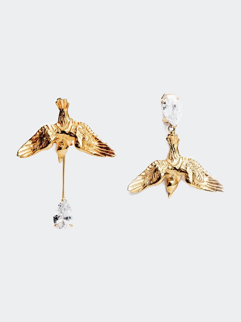 Kawasemi Asymmetrical Earrings - 14K Gold Plated