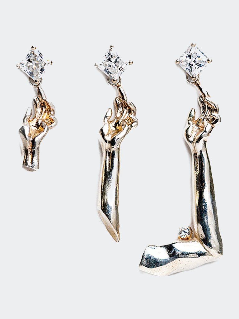 Kobe Asymmetrical Earrings - Silver