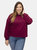 Crew Neck Bishop Sleeve Top - Wine