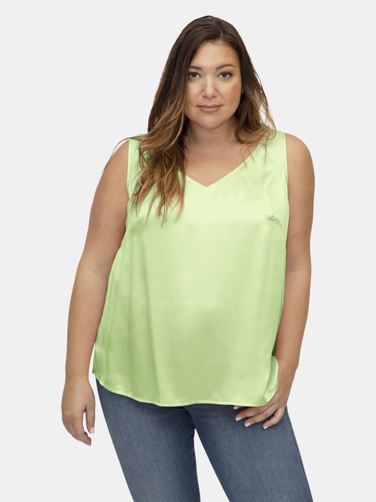 High Low V Neck Tank - Light Green