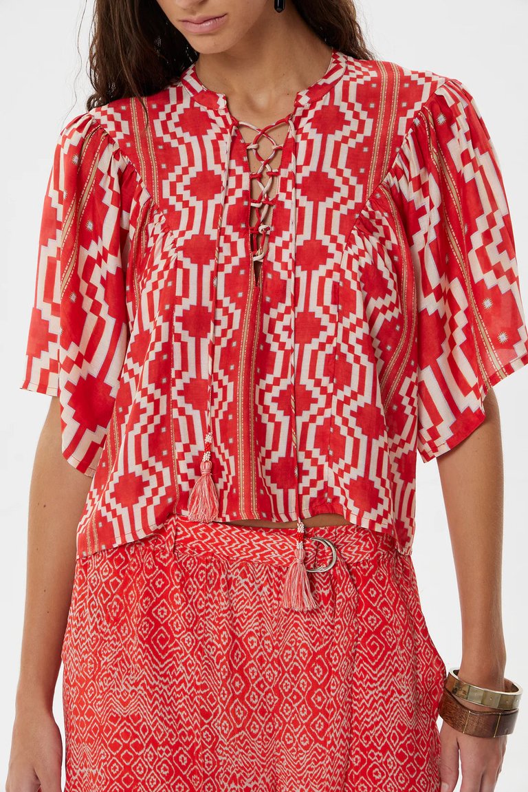 Ayacucho Solene Top - Ethnic Red