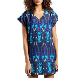 Andi Silk Dress In Midnight Ikat Print - Midnight Ikat Print