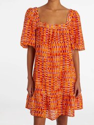 Kaylee Drop Waist Dress In Clementine Check - Clementine Check