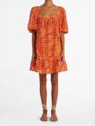 Kaylee Drop Waist Dress In Clementine Check