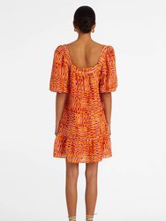 Kaylee Drop Waist Dress In Clementine Check