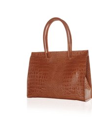 Merci Tote - Tabac Embossed Croc-Print